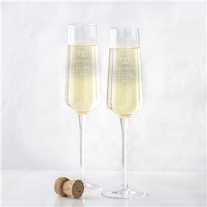 Personalized Engraved Wedding Rings Champagne Estate Glasses Set by Gifts For You Now