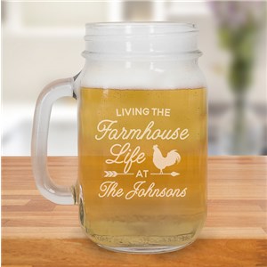 Image of Engraved Farmhouse Life Mason Jar
