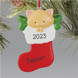 Personalized Cat Stocking Christmas Ornament by Gifts For You Now