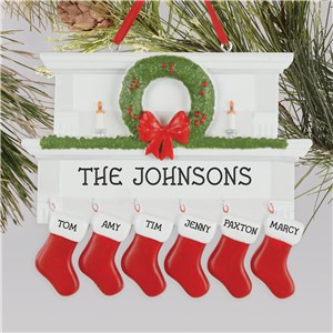 Personalized Mantle With Stockings Family Christmas Ornament by Gifts For You Now