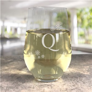 Personalized Engraved Dashing Through The Snow Contemporary Stemless Wine Glass by Gifts For You Now