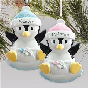 Personalized Penguin Baby Christmas Ornament by Gifts For You Now