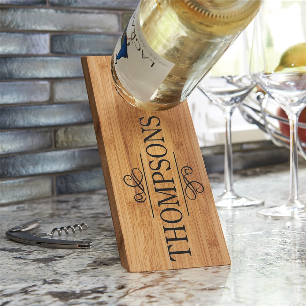 Personalized Family Name With Swirls Wine Bottle Balancer L13905263