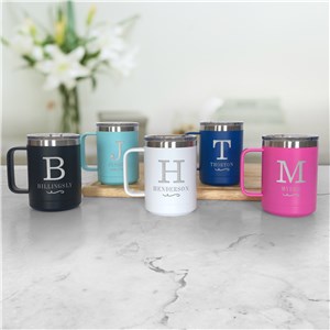 Personalized Engraved Name and Initial Flourish Insulated Mug by Gifts For You Now
