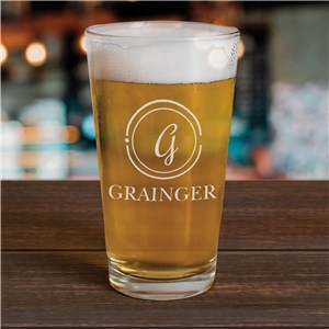 Personalized Engraved Circle Initial Pint Glass by Gifts For You Now
