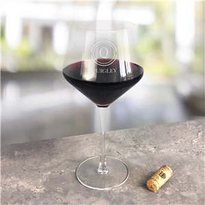 Personalized Engraved Circle Initial Red Wine Estate Glass by Gifts For You Now