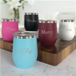 Personalized Engraved Name Insulated Stemless Wine Tumbler by Gifts For You Now