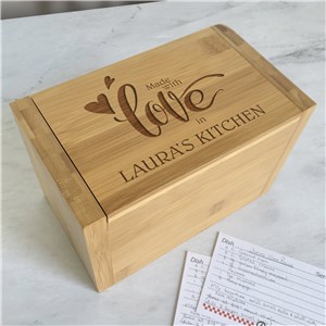 Personalized Engraved Made With Love Recipe Box by Gifts For You Now