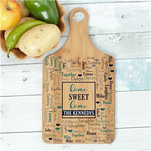 Personalized Home Sweet Home Word Art Paddle Cutting Board by Gifts For You Now