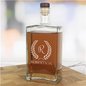 Personalized Engraved Initial In Wreath Vintage Style Decanter by Gifts For You Now
