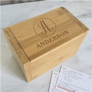 Personalized Engraved Initial And Name Recipe Box by Gifts For You Now