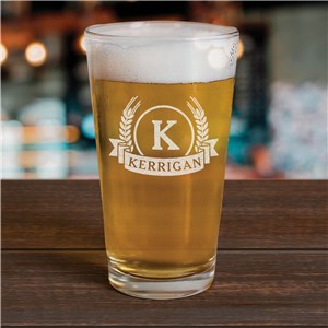 Personalized Engraved Initial And Name Wheat Pint Glass by Gifts For You Now