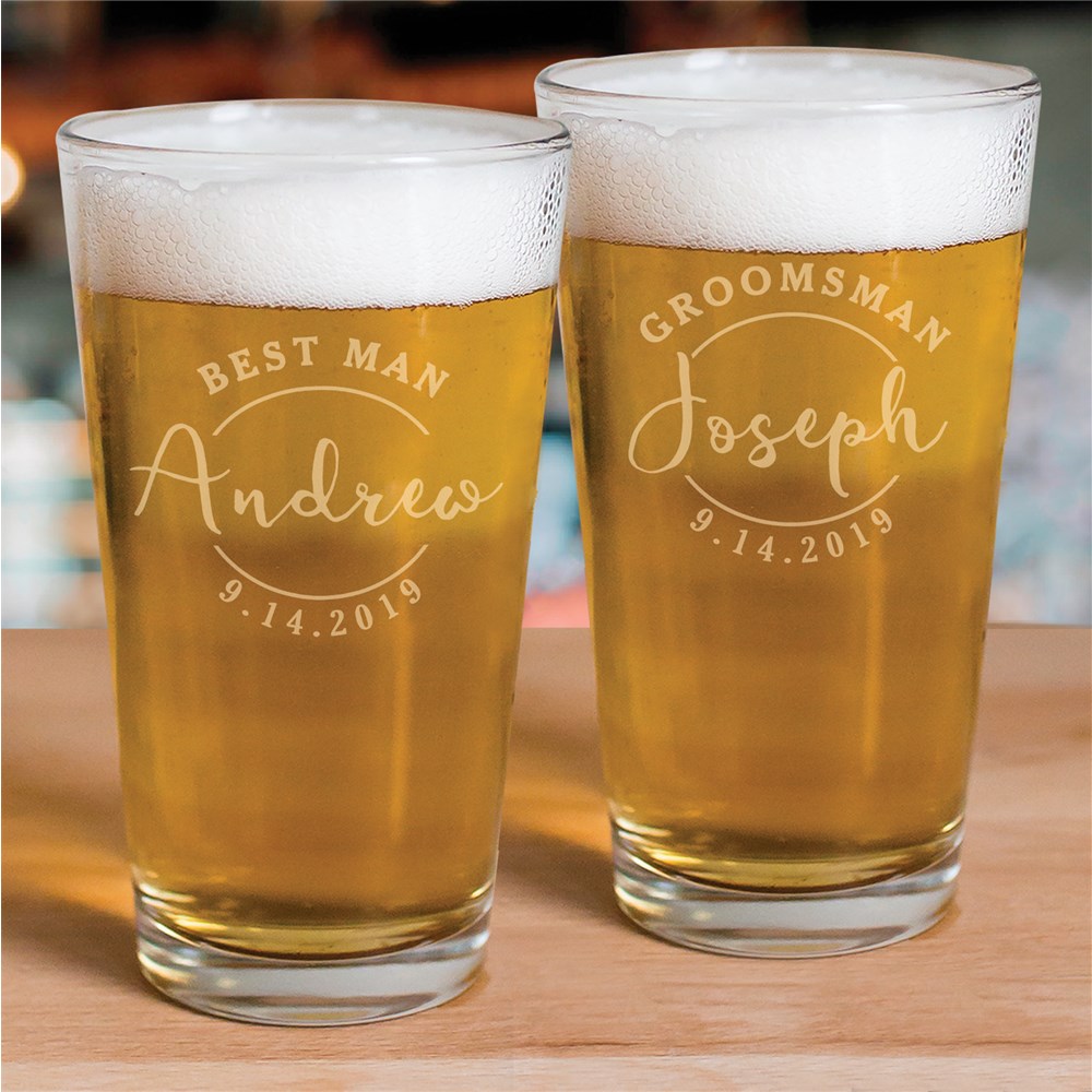 Engraved Wedding Party Pint Glass L14851142