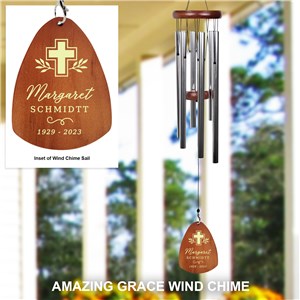 Personalized Engraved Decorative Cross Memorial Wind Chime by Gifts For You Now