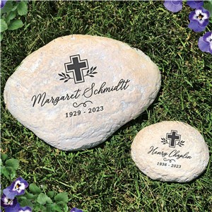 Personalized Engraved Decorative Cross Memorial Garden Stone by Gifts For You Now