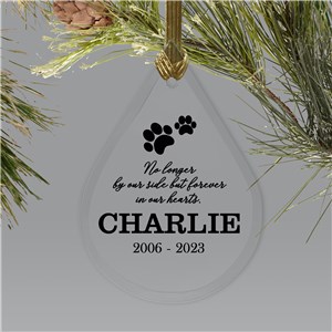 Personalized No Longer By Our Side Pet Tear Drop Christmas Ornament by Gifts For You Now
