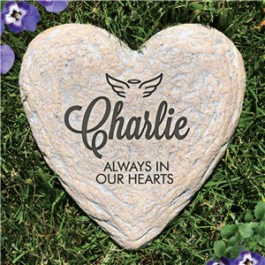 Personalized Engraved Always In Our Hearts Heart Garden Stone by Gifts For You Now