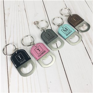 Personalized Engraved Initial And Name Leatherette Keychain Bottle Opener by Gifts For You Now