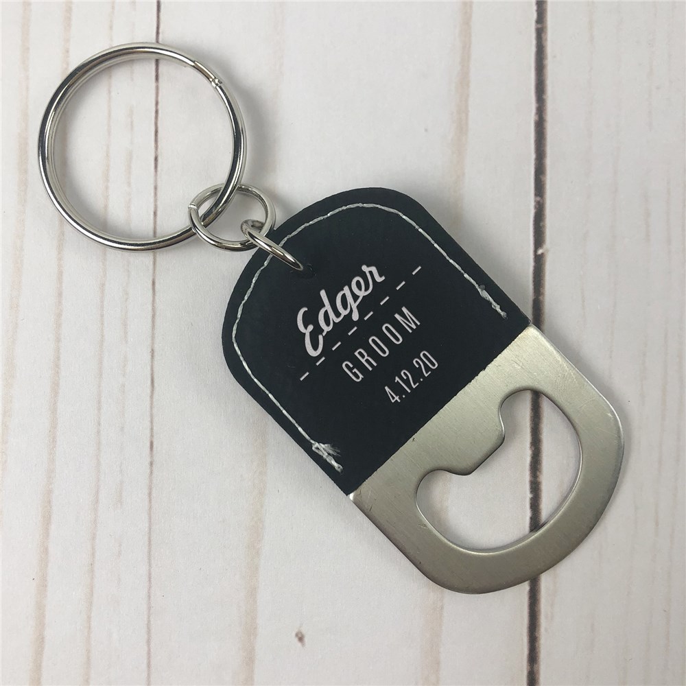 Engraved Groomsmen Leatherette Keychain Bottle Opener L15227291X