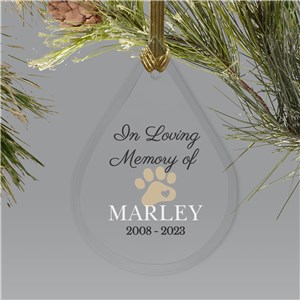 Personalized Loving Memory Pet Tear Drop Glass Christmas Ornament by Gifts For You Now