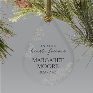 Personalized In Our Hearts Forever Tear Drop Christmas Ornament by Gifts For You Now