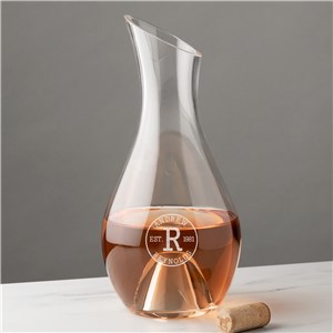 Personalized Engraved Circle Initial Wine Carafe by Gifts For You Now