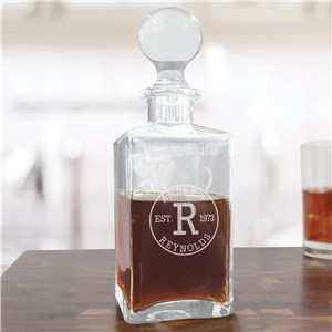 Personalized Engraved Circle Initial Luxe Decanter by Gifts For You Now