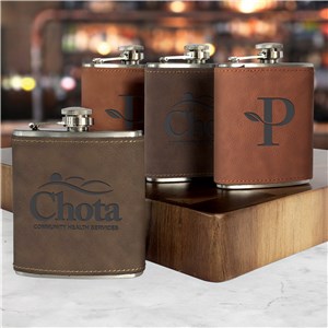 Personalized Engraved Corporate Leatherette Flask by Gifts For You Now
