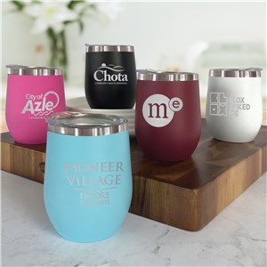 Personalized Engraved Corporate Logo Insulated Stemless Wine Tumbler by Gifts For You Now