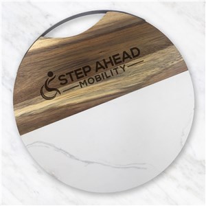 Personalized Engraved Corporate Wood & Marble Serving Board by Gifts For You Now