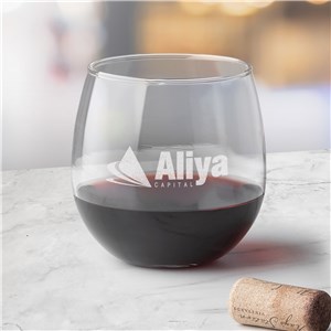 Personalized Engraved Corporate Stemless Red Wine Glass by Gifts For You Now