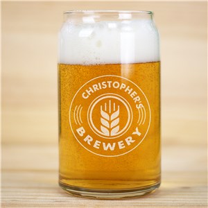 Personalized Engraved Brewery Beer Can Glass by Gifts For You Now