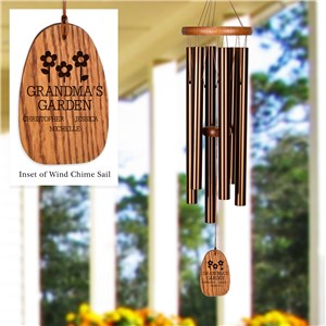 Personalized Engraved Grandma's Garden with Flowers Wind Chime by Gifts For You Now