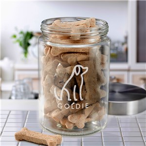 Personalized Engraved Pet Icon Glass Treat Jar by Gifts For You Now