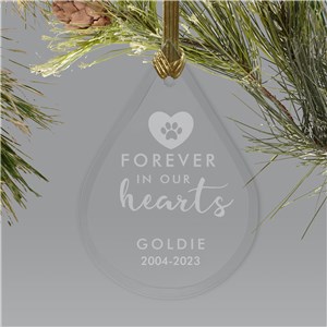 Personalized Engraved Forever In Our Hearts Tear Drop Christmas Ornament by Gifts For You Now