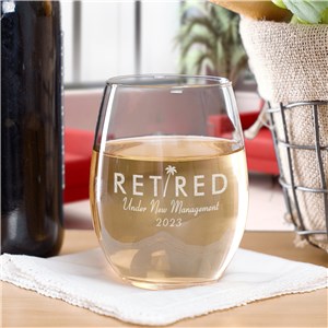 Personalized Engraved Retired Palm Tree Stemless Wine Glass by Gifts For You Now