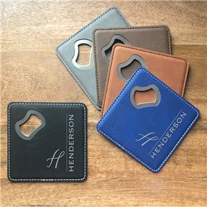Personalized Engraved Initial & Vertical Name Bottle Opener Coaster by Gifts For You Now