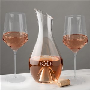 Personalized Engraved Monogram Wine Carafe & Wine Glass Set by Gifts For You Now