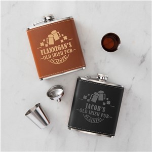 Personalized Engraved Old Irish Pub Flask Set by Gifts For You Now
