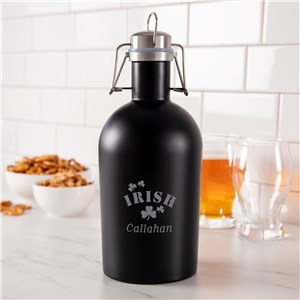 Personalized Engraved Irish Shamrocks Stainless Steel Growler by Gifts For You Now