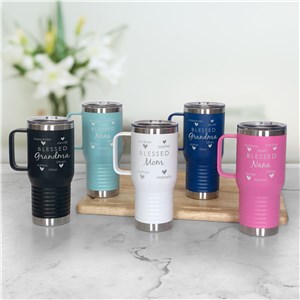 Personalized Engraved Blessed Mom Travel Mug by Gifts For You Now