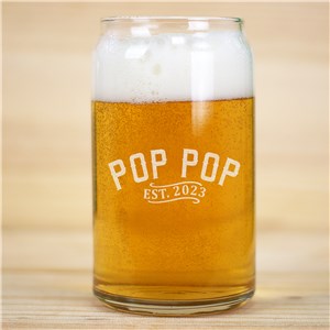 Personalized Engraved Dad Established Beer Can Glass by Gifts For You Now