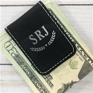 Personalized Engraved Three Initials Leatherette Money Clip by Gifts For You Now