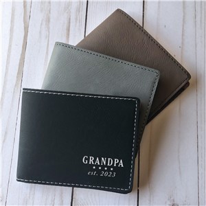 Personalized Engraved Established with Stars Leatherette Wallet by Gifts For You Now