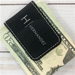 Personalized Engraved Name and Initial Leatherette Money Clip by Gifts For You Now