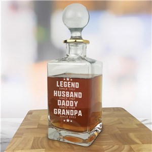 Personalized Engraved Legend Titles Gold Rim Decanter by Gifts For You Now