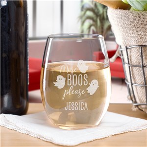 Personalized Engraved More Boos Please Stemless Wine Glass by Gifts For You Now