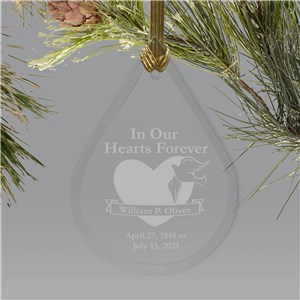 Personalized In Our Hearts Forever Tear Drop Glass Memorial Christmas Ornament by Gifts For You Now