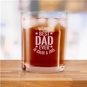 Personalized Engraved Best Dad Ever Rocks Glass by Gifts For You Now