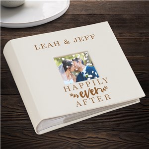 Personalized Engraved Happily Ever After Leatherette Photo Album by Gifts For You Now